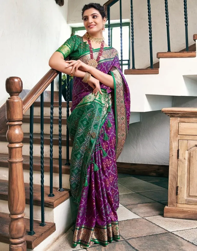 Purple Silk Woven Sarees