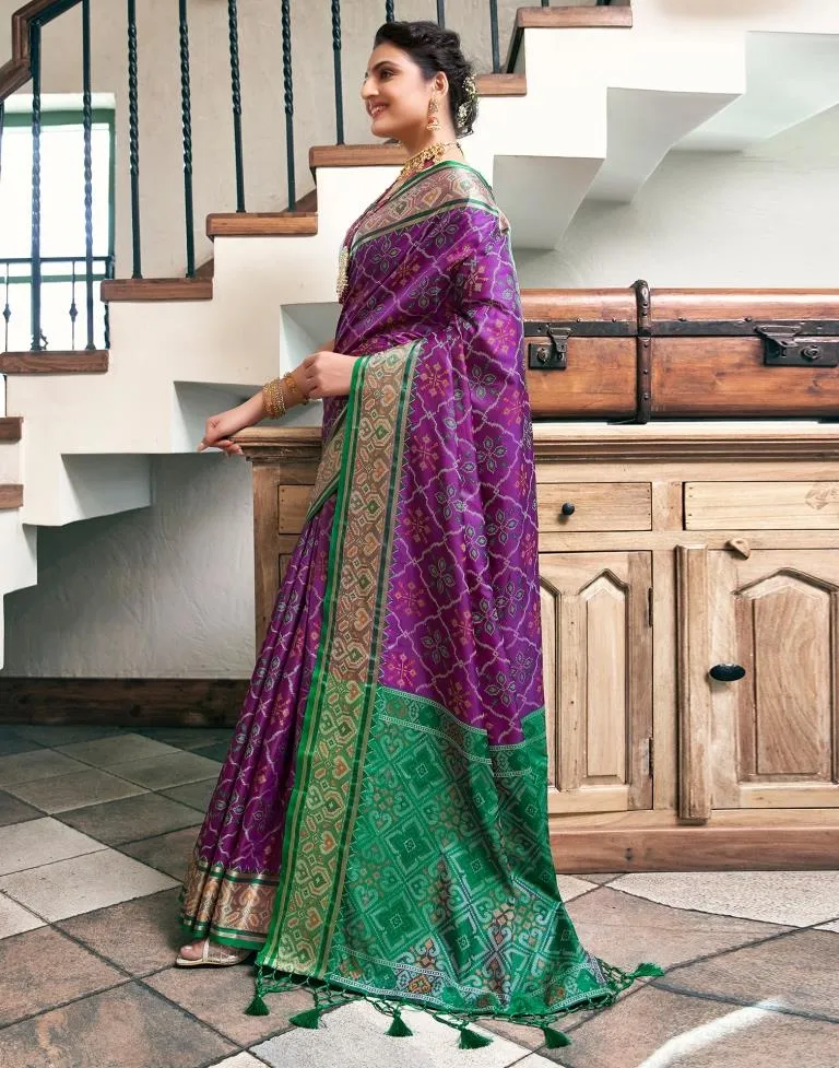 Purple Silk Woven Sarees