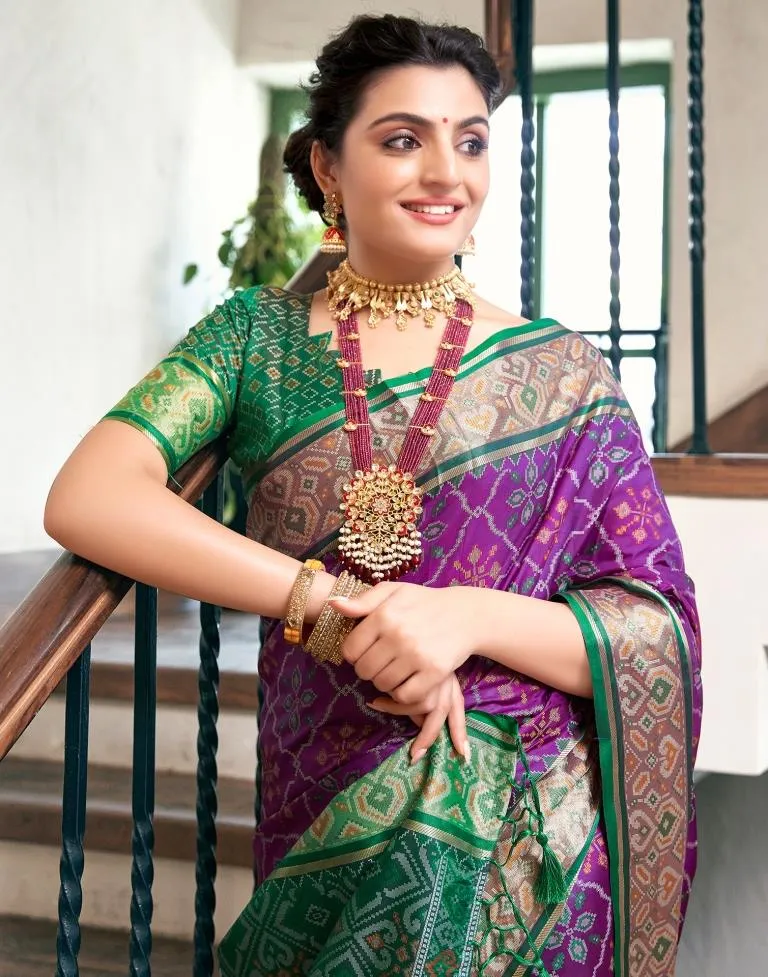 Purple Silk Woven Sarees