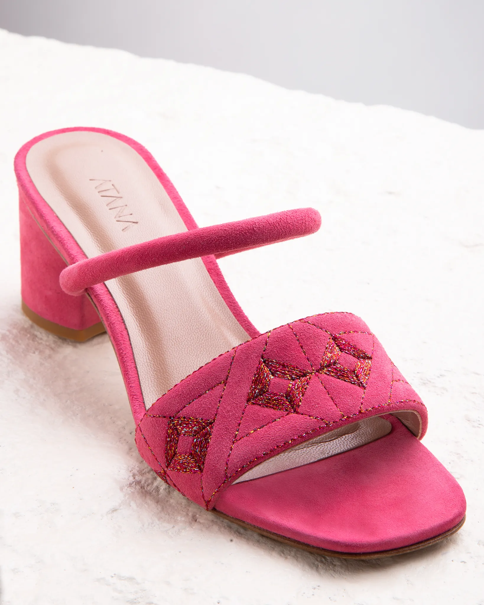 Quilted Diamond Mule 55 Deep Pink