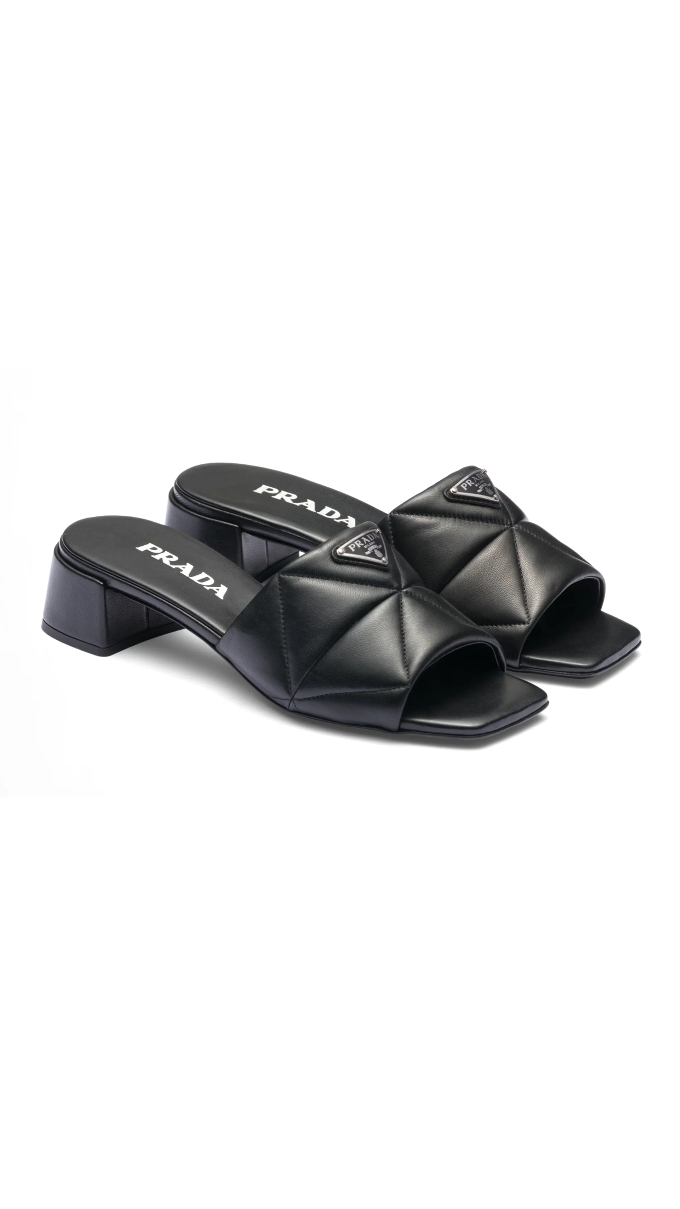 Quilted Nappa Leather Slides - Black