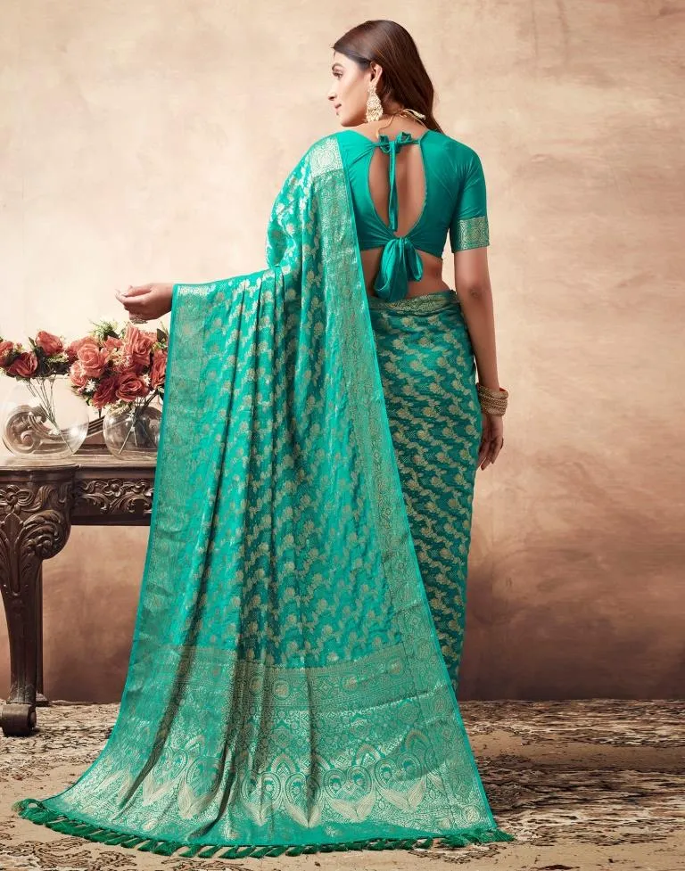 Rama Green Georgette Plain Sarees