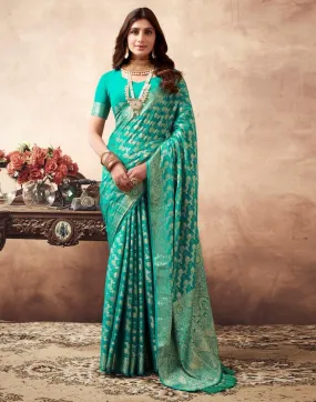 Rama Green Georgette Plain Sarees