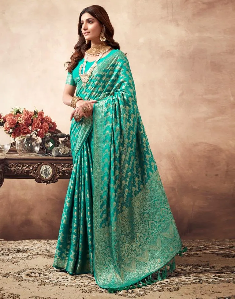 Rama Green Georgette Plain Sarees