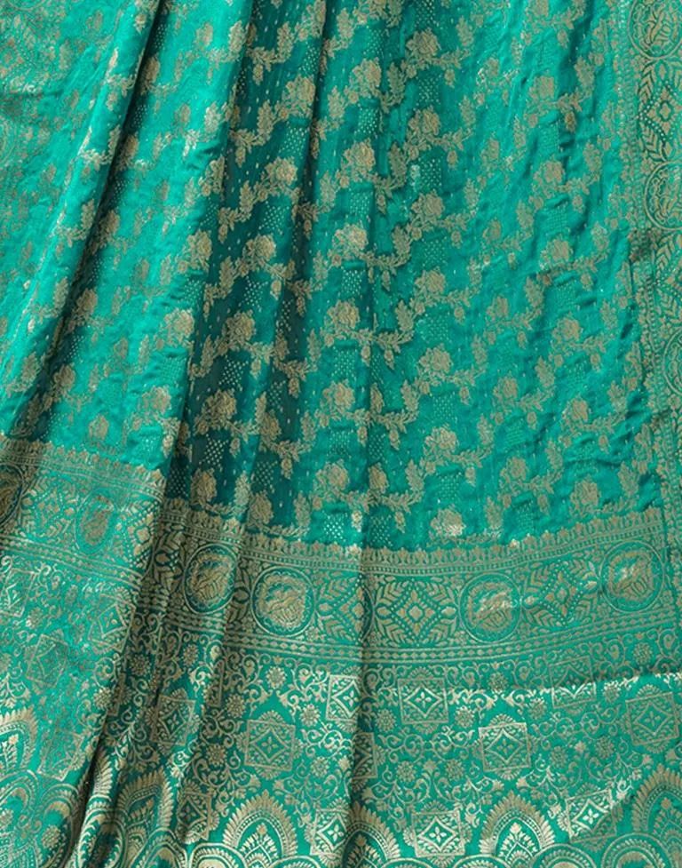 Rama Green Georgette Plain Sarees