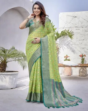 Rama Jacquard Organza Saree