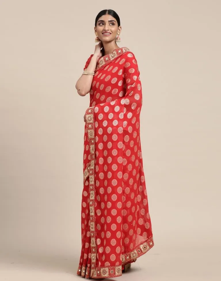 Red Embroidery Saree