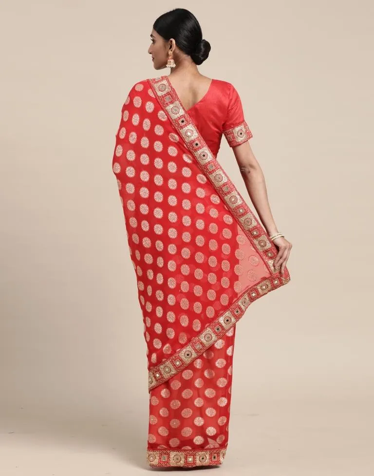 Red Embroidery Saree