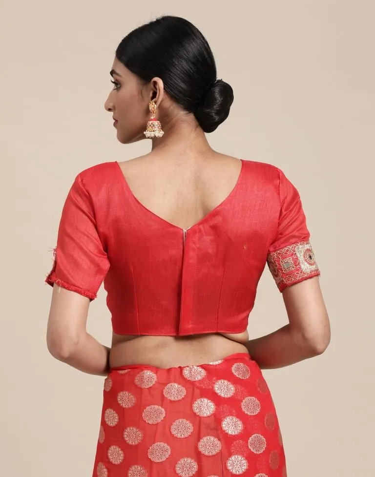 Red Embroidery Saree