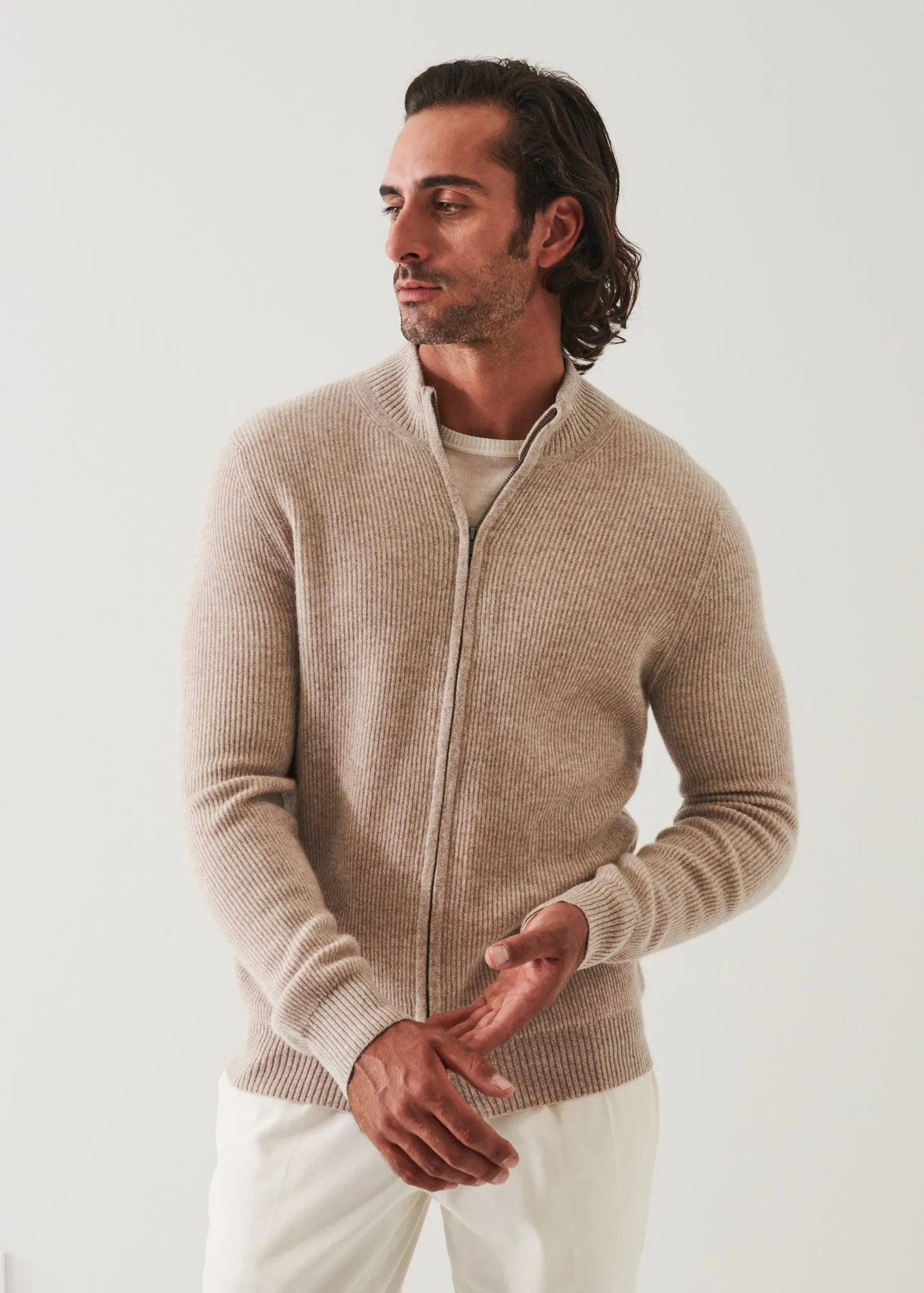 RIBBED CASHMERE FULL ZIP