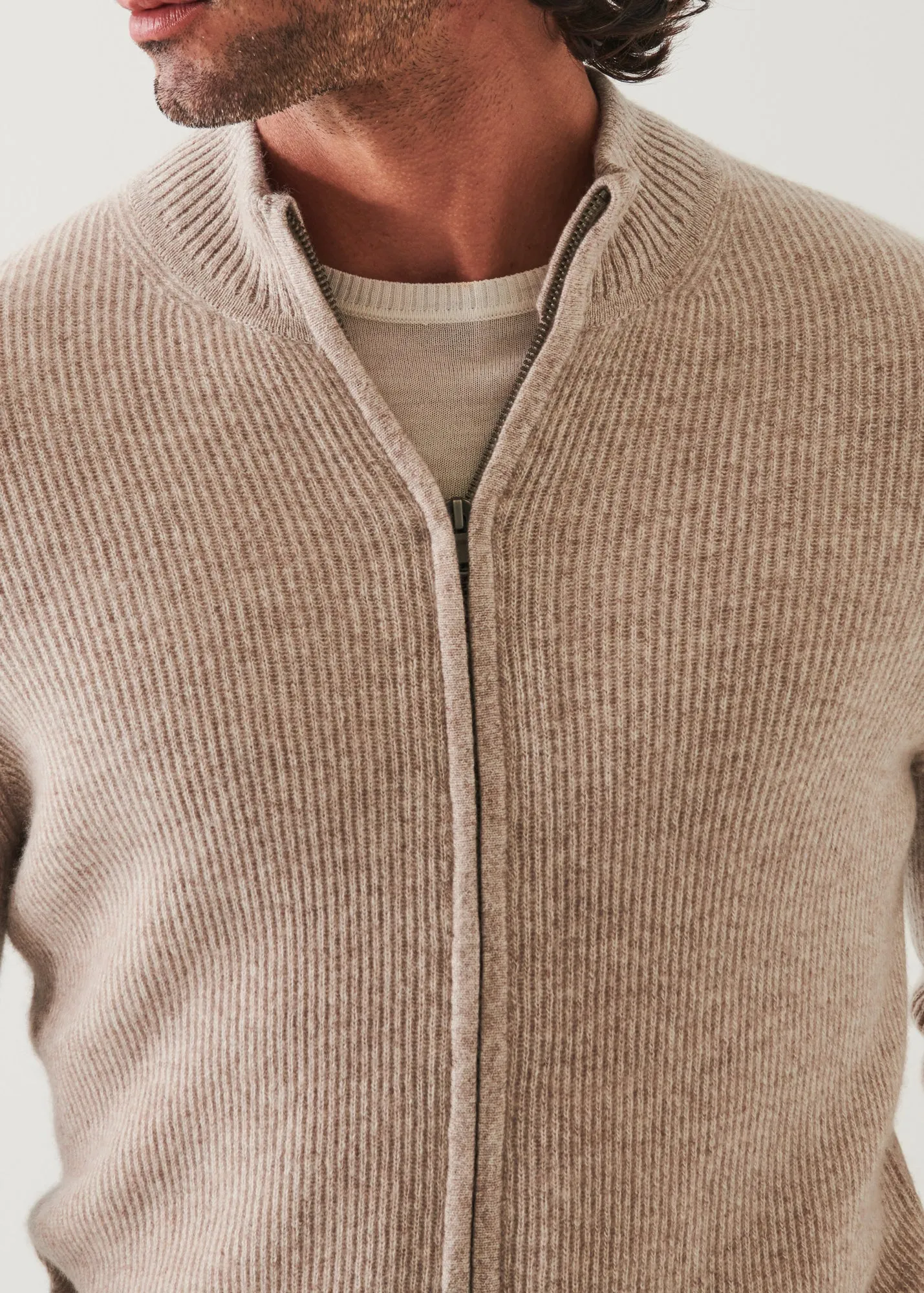 RIBBED CASHMERE FULL ZIP