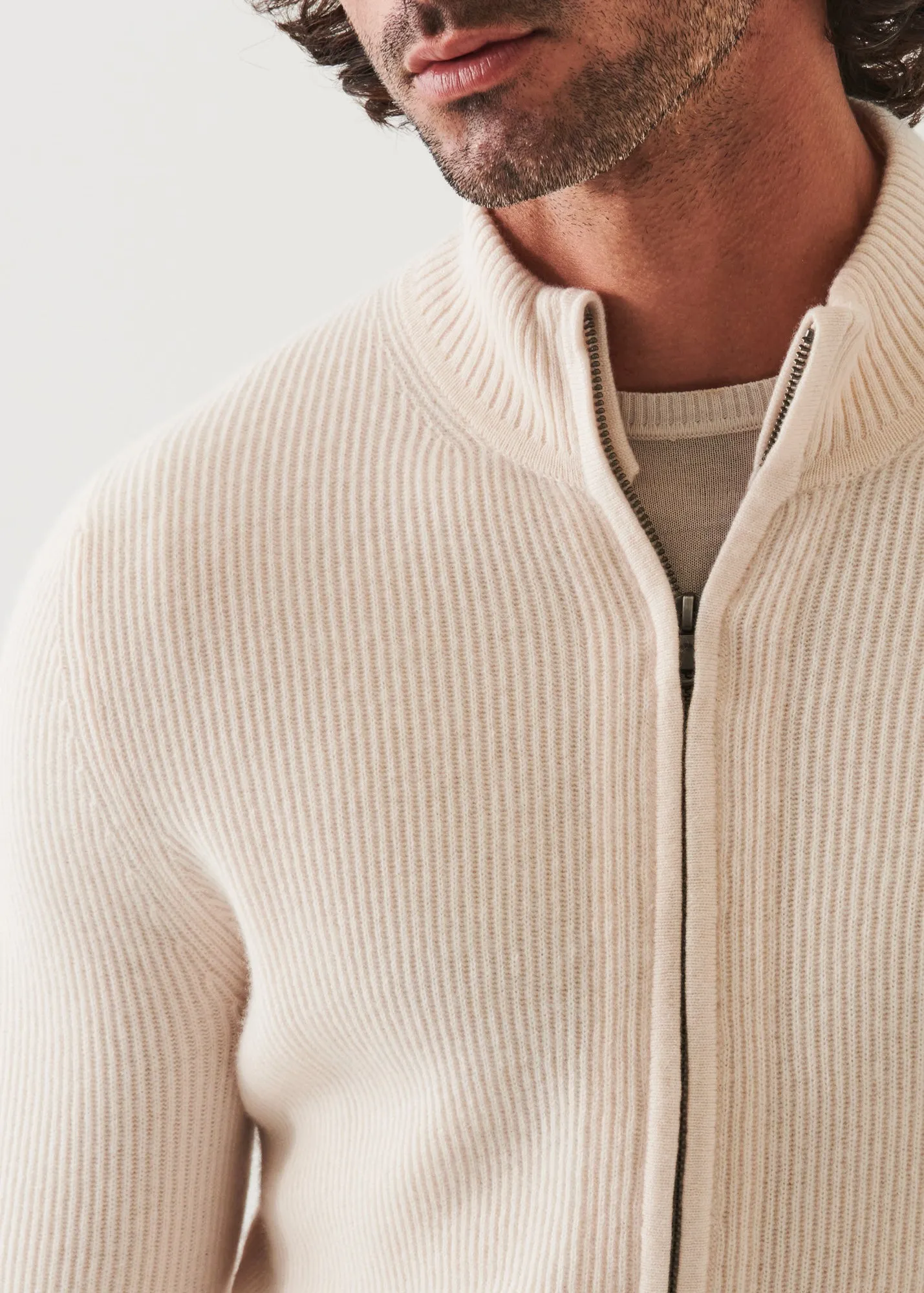 RIBBED CASHMERE FULL ZIP