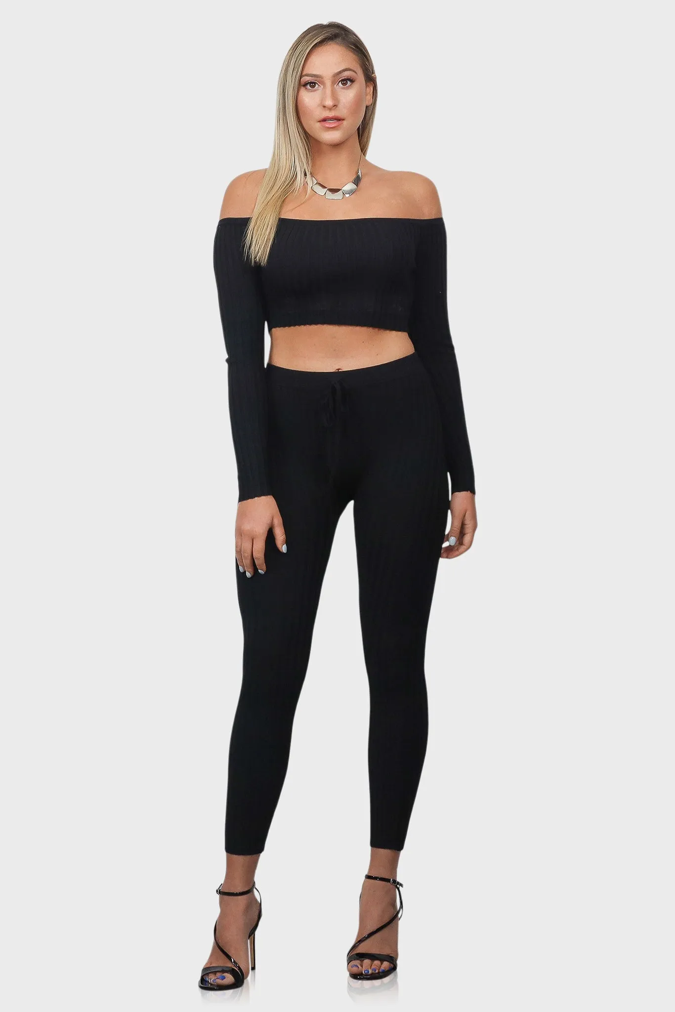 Ribbed Knit Loungewear Set (Black)