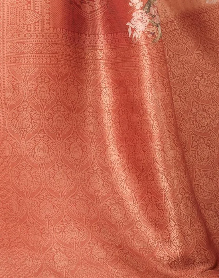 Rust  Silk Printed Sarees