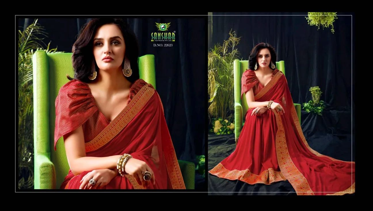 Sanskar Presents Attitude Vichitra Fabric Fancy Designer Sarees