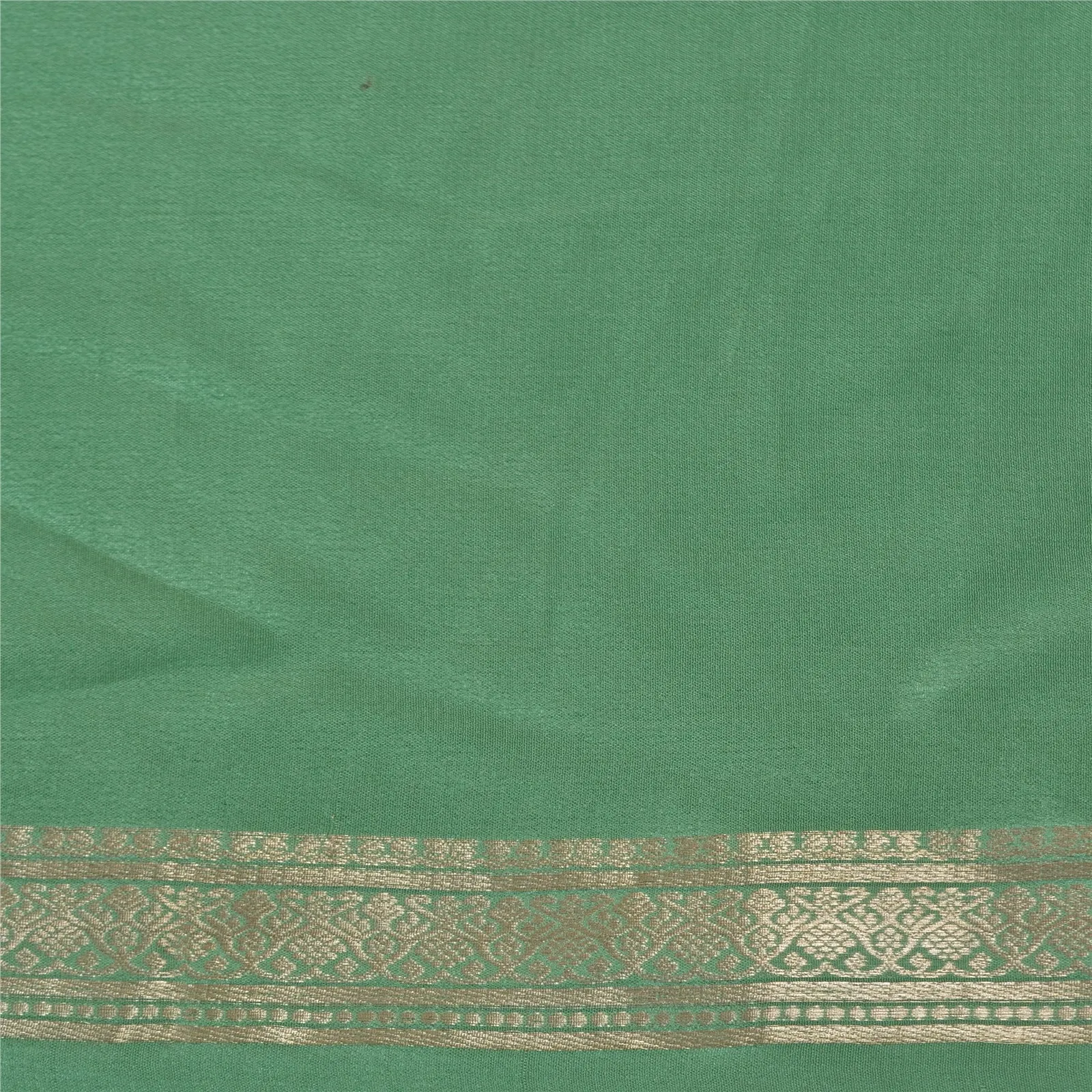 Sanskriti Vintage Green Indian Sarees 100% Pure Silk Woven Zari Sari 5 YD Fabric