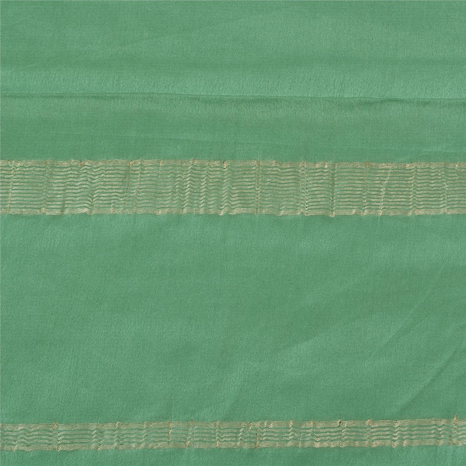 Sanskriti Vintage Green Indian Sarees 100% Pure Silk Woven Zari Sari 5 YD Fabric