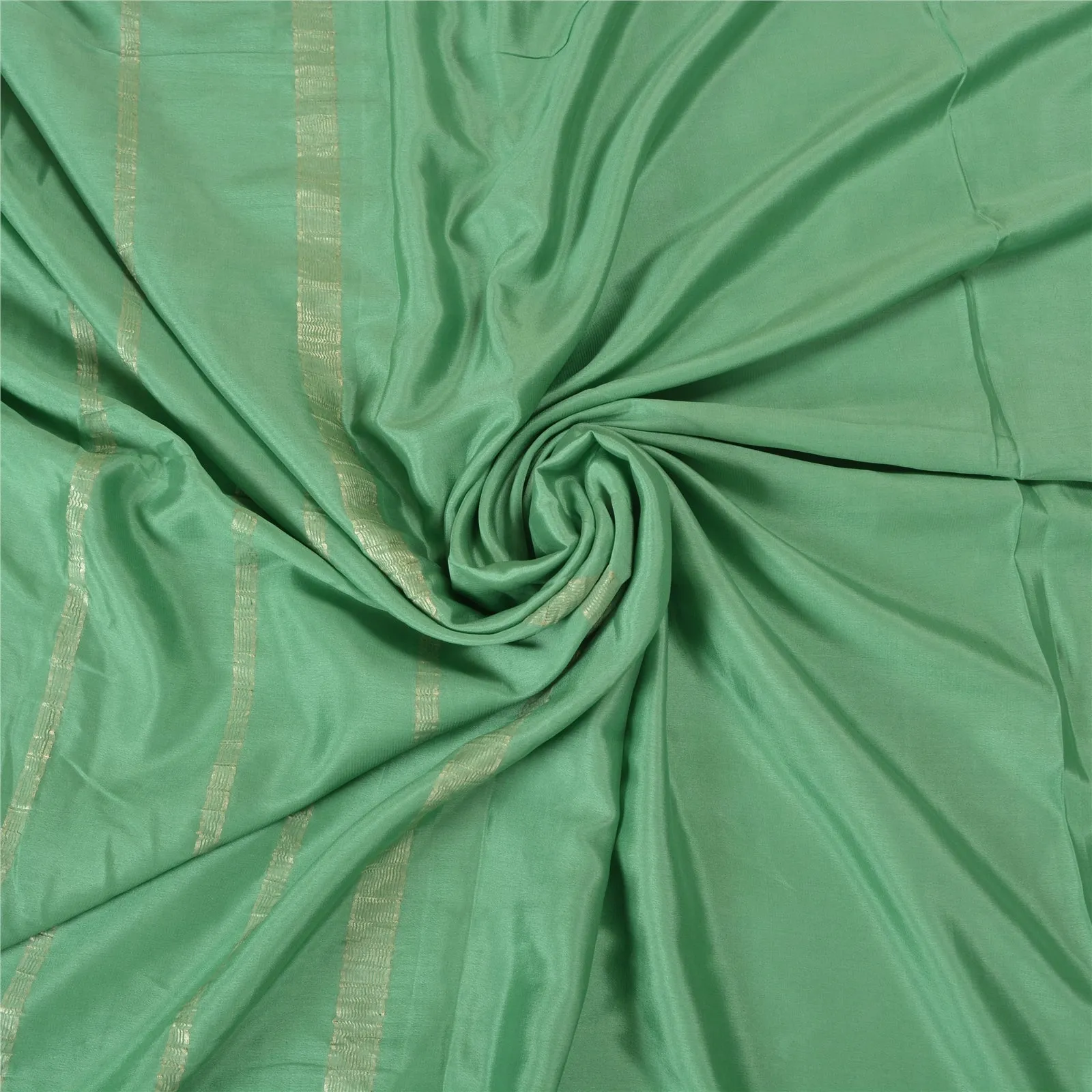 Sanskriti Vintage Green Indian Sarees 100% Pure Silk Woven Zari Sari 5 YD Fabric