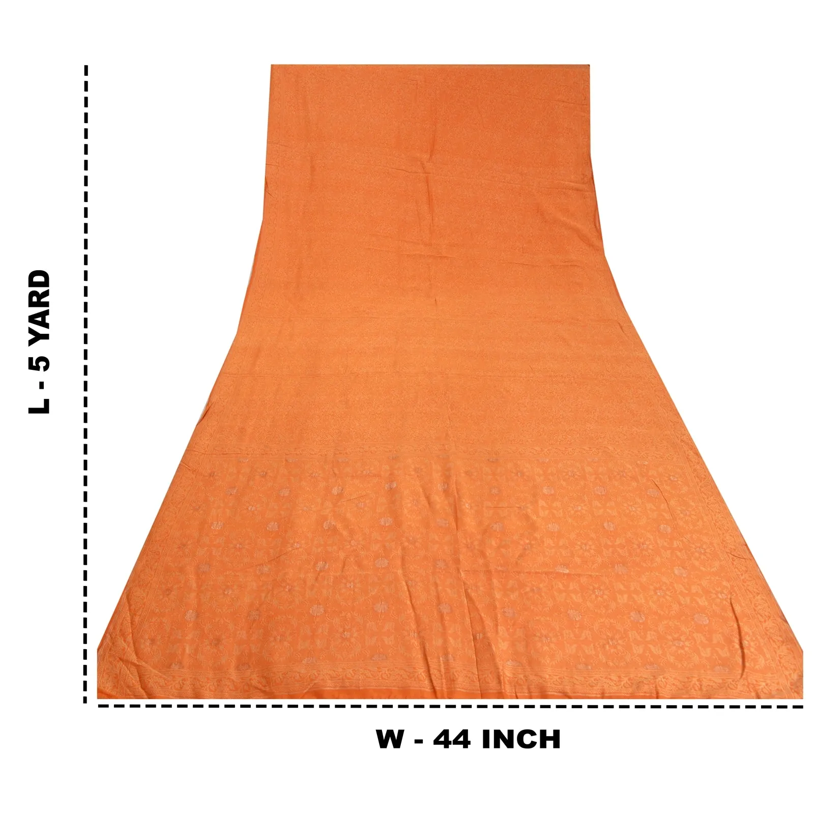 Sanskriti Vintage Orange Sarees 100% Pure Silk Woven Premium Sari Craft Fabric