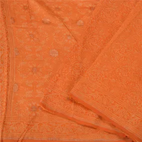 Sanskriti Vintage Orange Sarees 100% Pure Silk Woven Premium Sari Craft Fabric