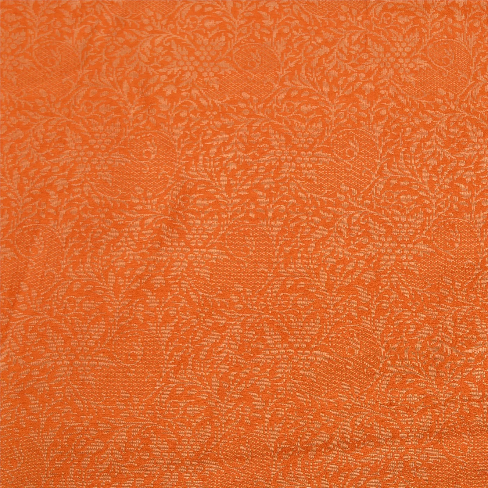 Sanskriti Vintage Orange Sarees 100% Pure Silk Woven Premium Sari Craft Fabric