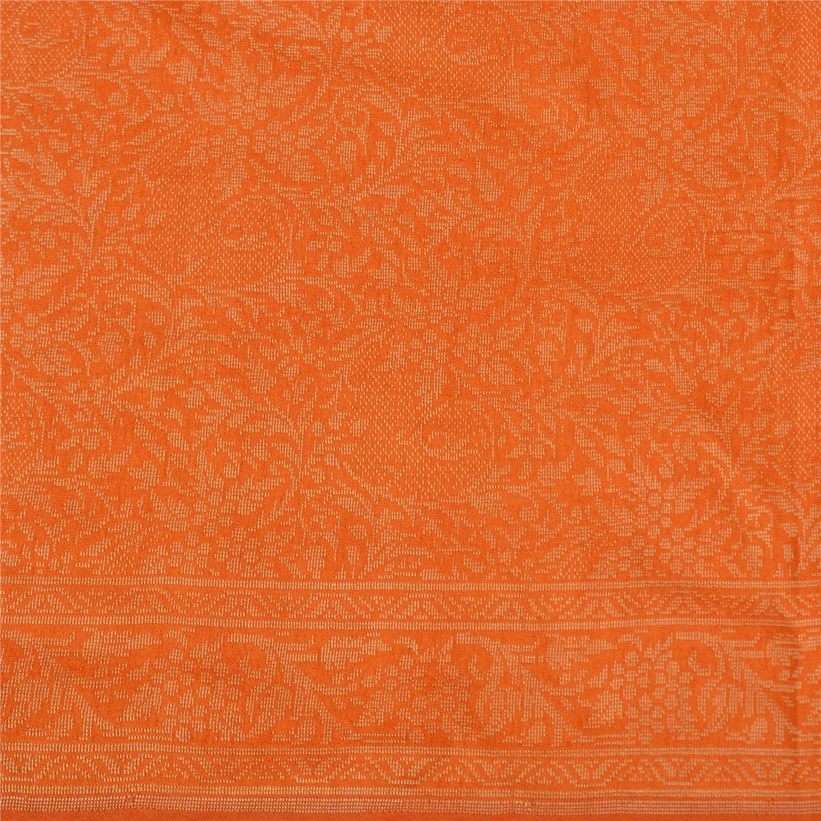 Sanskriti Vintage Orange Sarees 100% Pure Silk Woven Premium Sari Craft Fabric