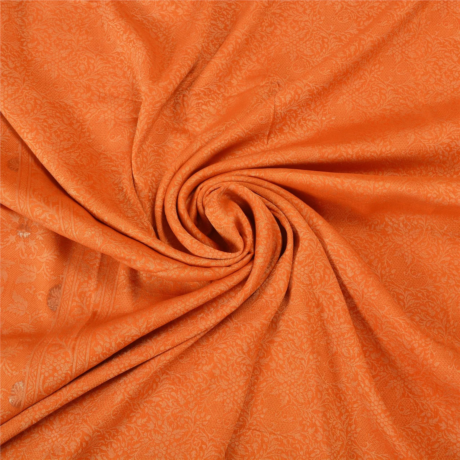 Sanskriti Vintage Orange Sarees 100% Pure Silk Woven Premium Sari Craft Fabric