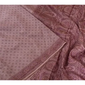 Sanskriti Vintage Pink Sarees 100% Pure Silk Printed Floral Sari Craft Fabric