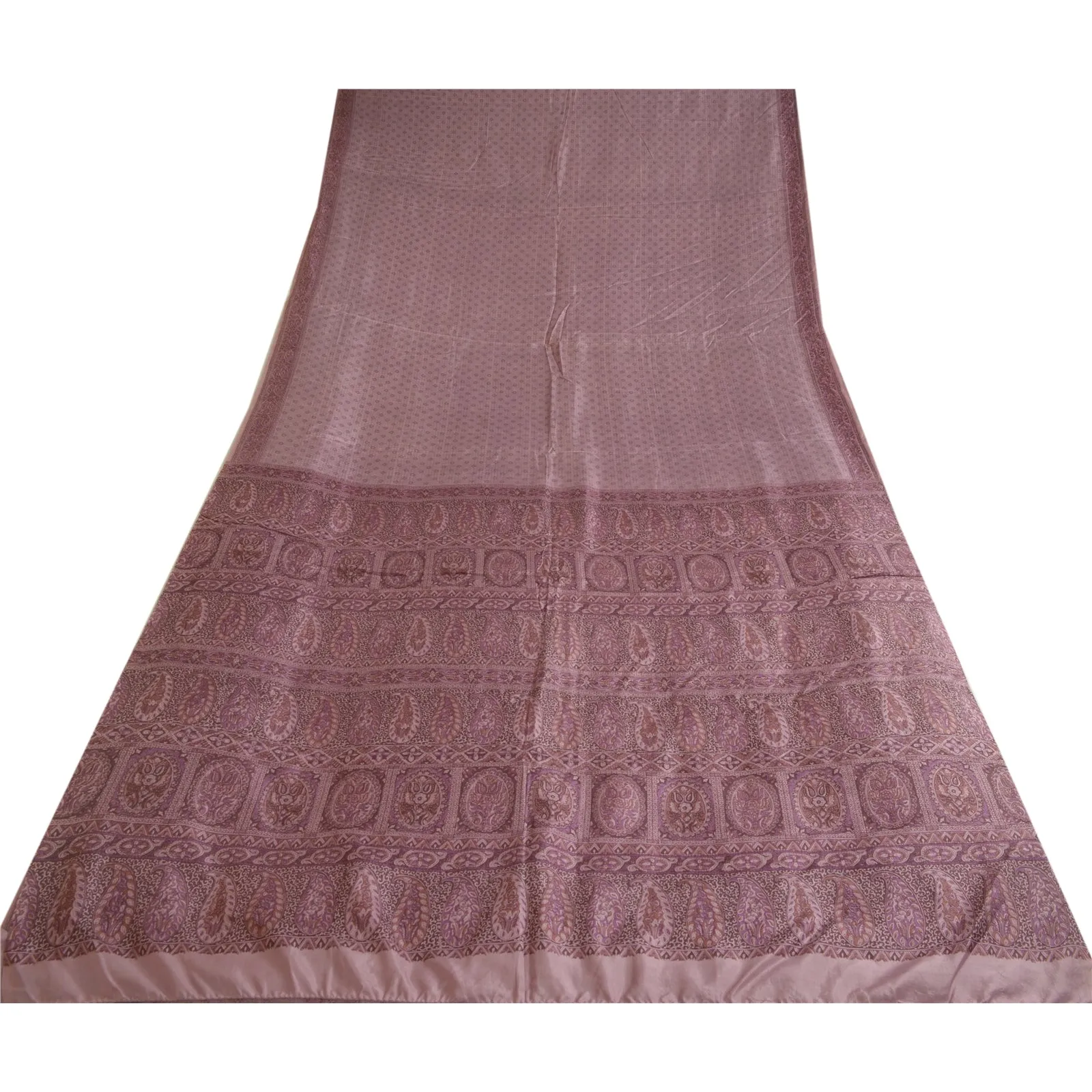 Sanskriti Vintage Pink Sarees 100% Pure Silk Printed Floral Sari Craft Fabric