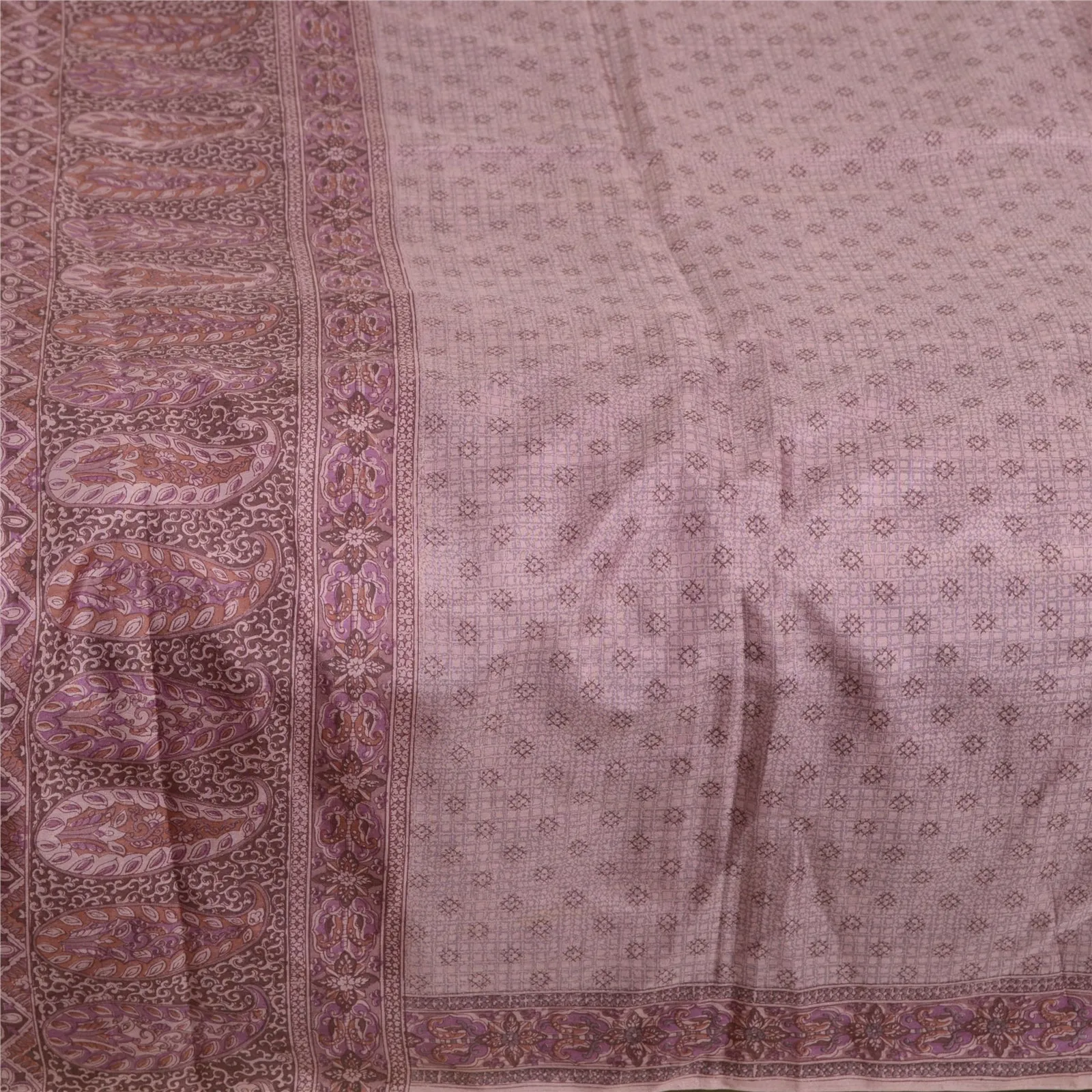 Sanskriti Vintage Pink Sarees 100% Pure Silk Printed Floral Sari Craft Fabric