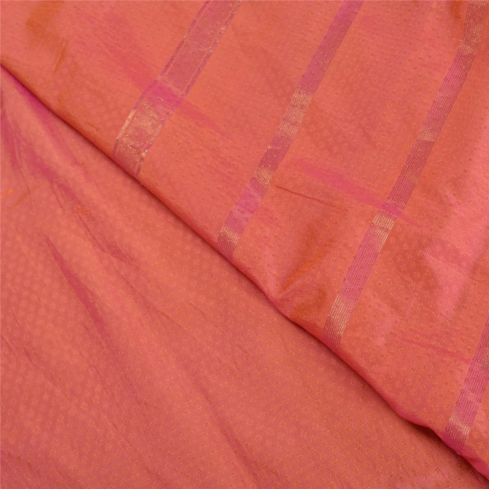 Sanskriti Vintage Pink Sarees Art Silk Woven Zari Premium Sari Craft 5 YD Fabric