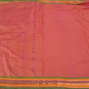 Sanskriti Vintage Pink Sarees Art Silk Woven Zari Premium Sari Craft 5 YD Fabric