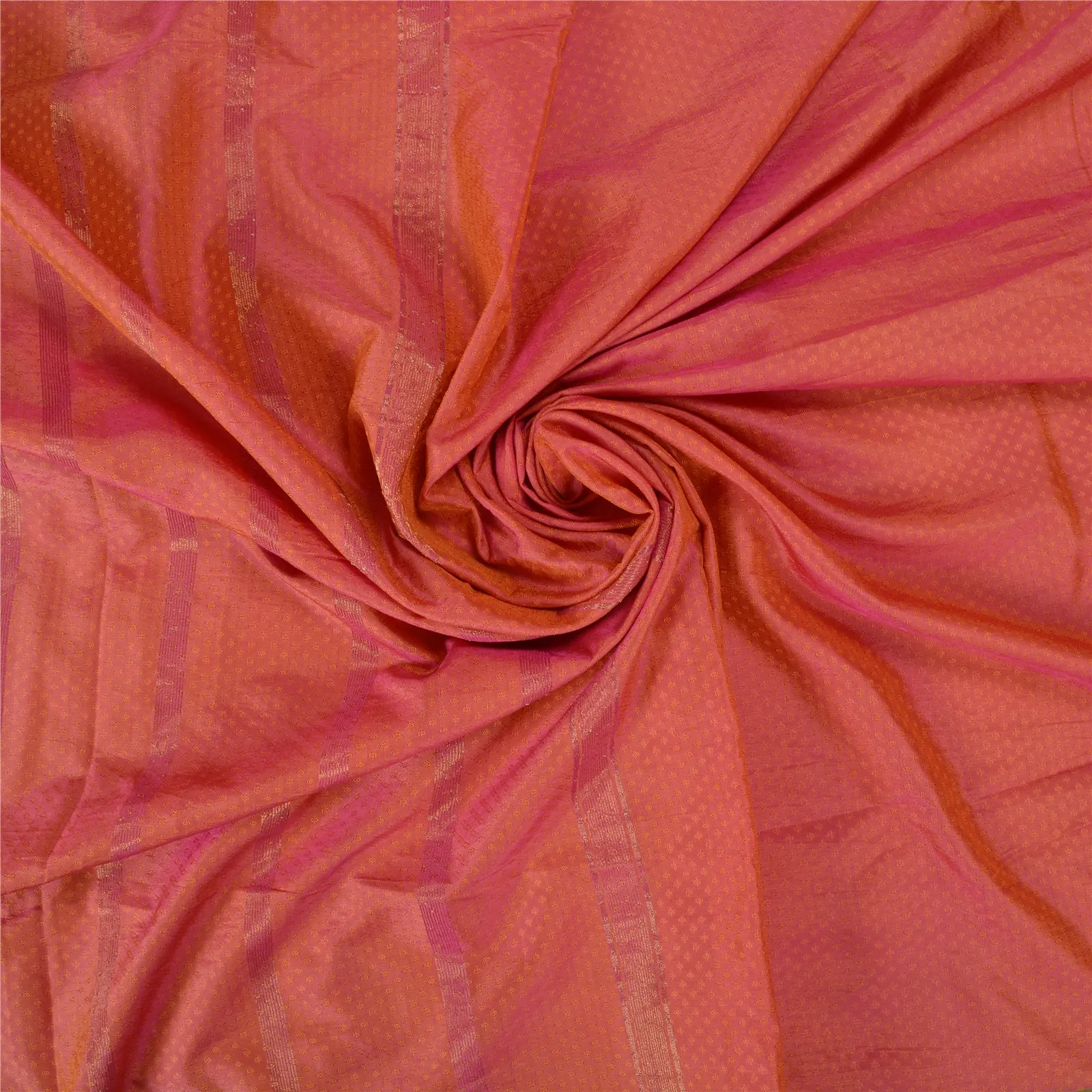 Sanskriti Vintage Pink Sarees Art Silk Woven Zari Premium Sari Craft 5 YD Fabric