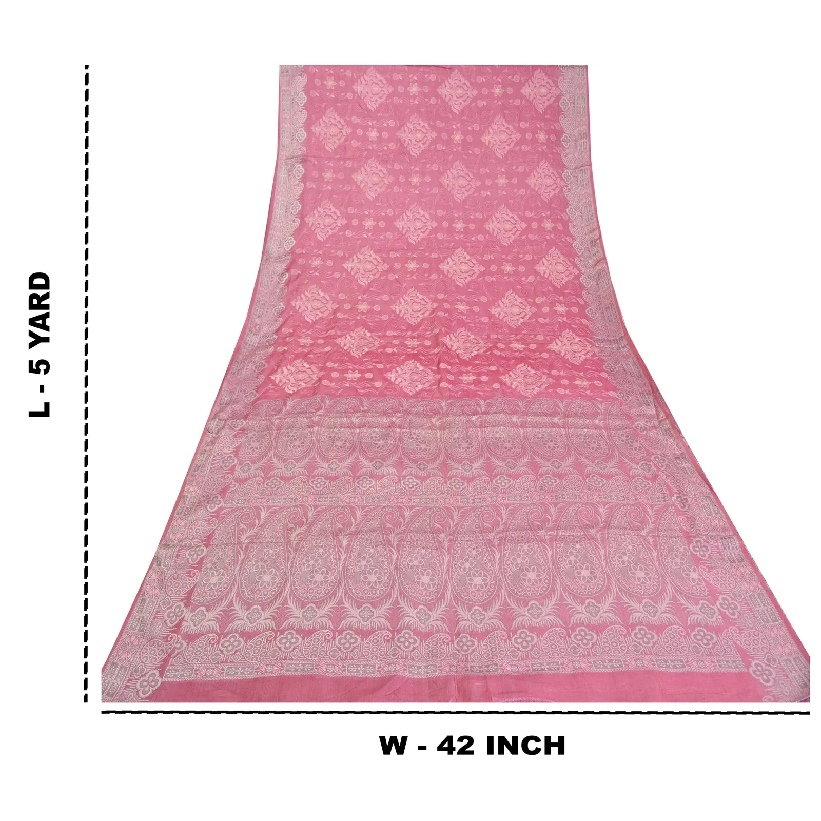 Sanskriti Vintage Pink Sarees Pure Silk Embroidered Woven Premium Sari Fabric