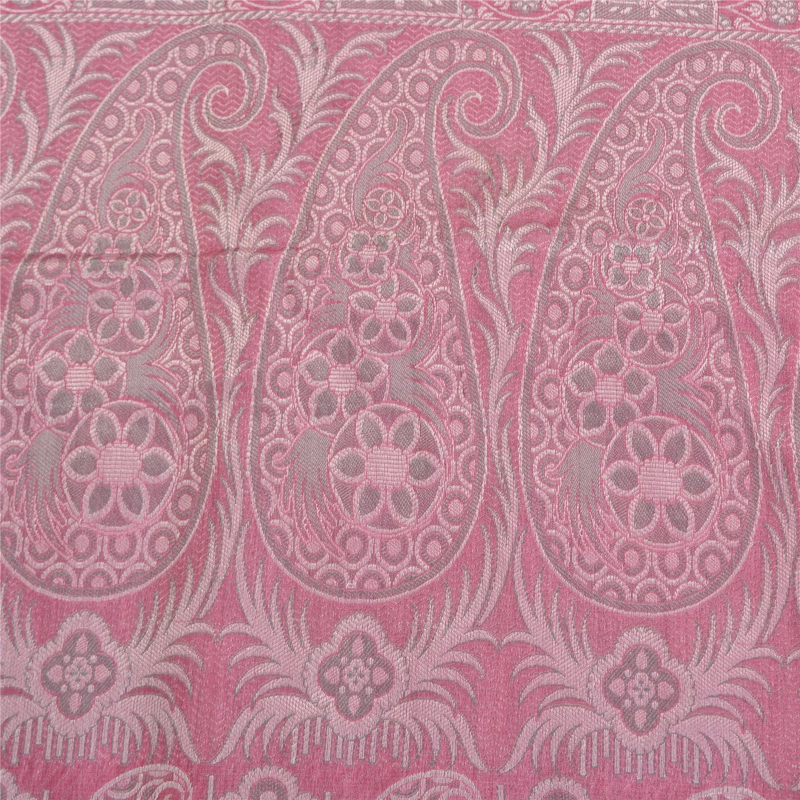 Sanskriti Vintage Pink Sarees Pure Silk Embroidered Woven Premium Sari Fabric