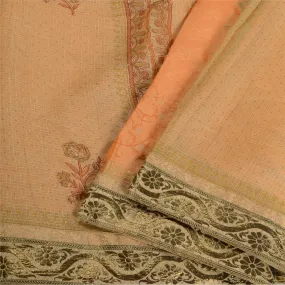 Sanskriti Vintage Saffron Sarees Pure Silk Hand-Block Printed Kota Sari Fabric