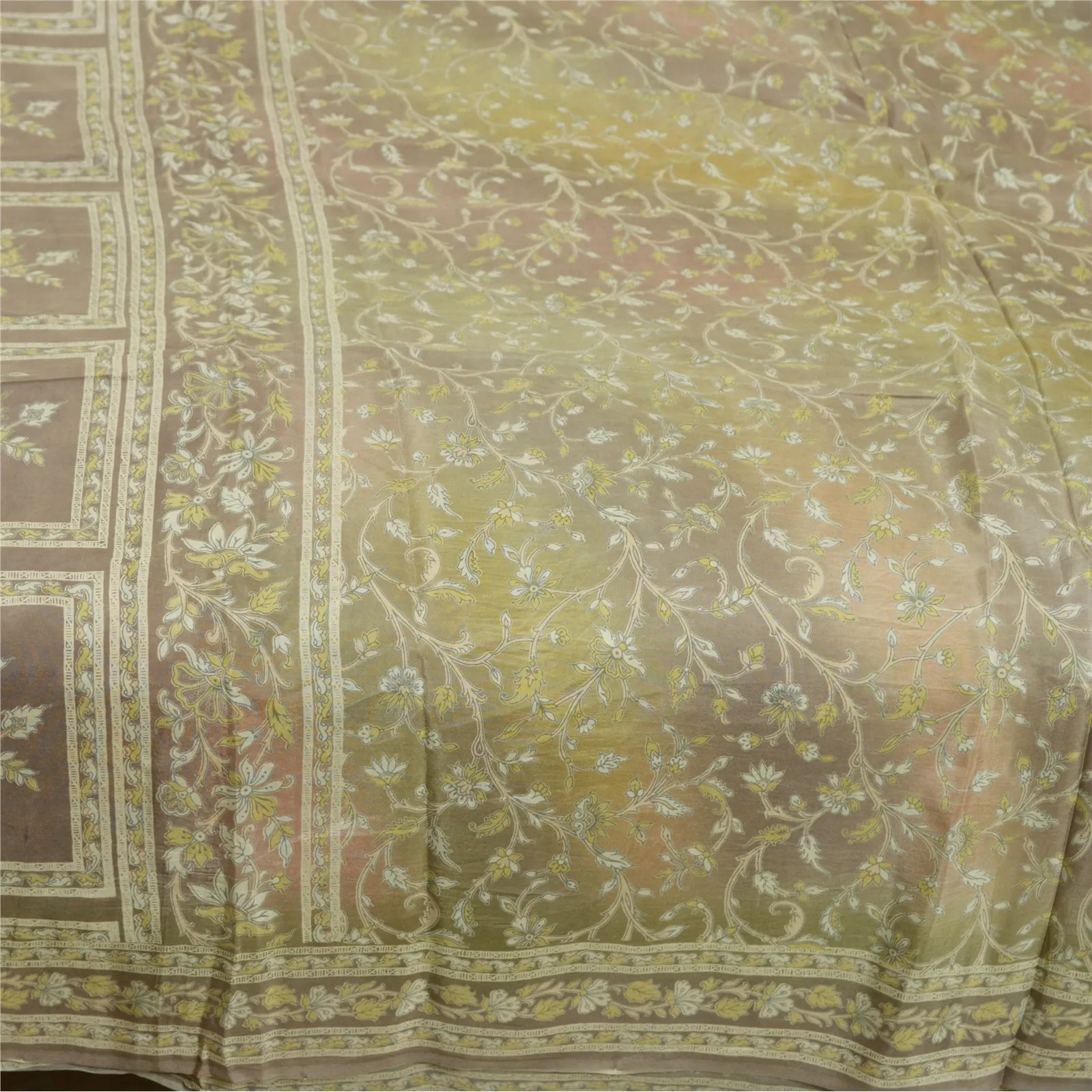 Sanskriti Vintage Sarees Multi 100% Pure Silk Printed Sari 5yd Soft Craft Fabric