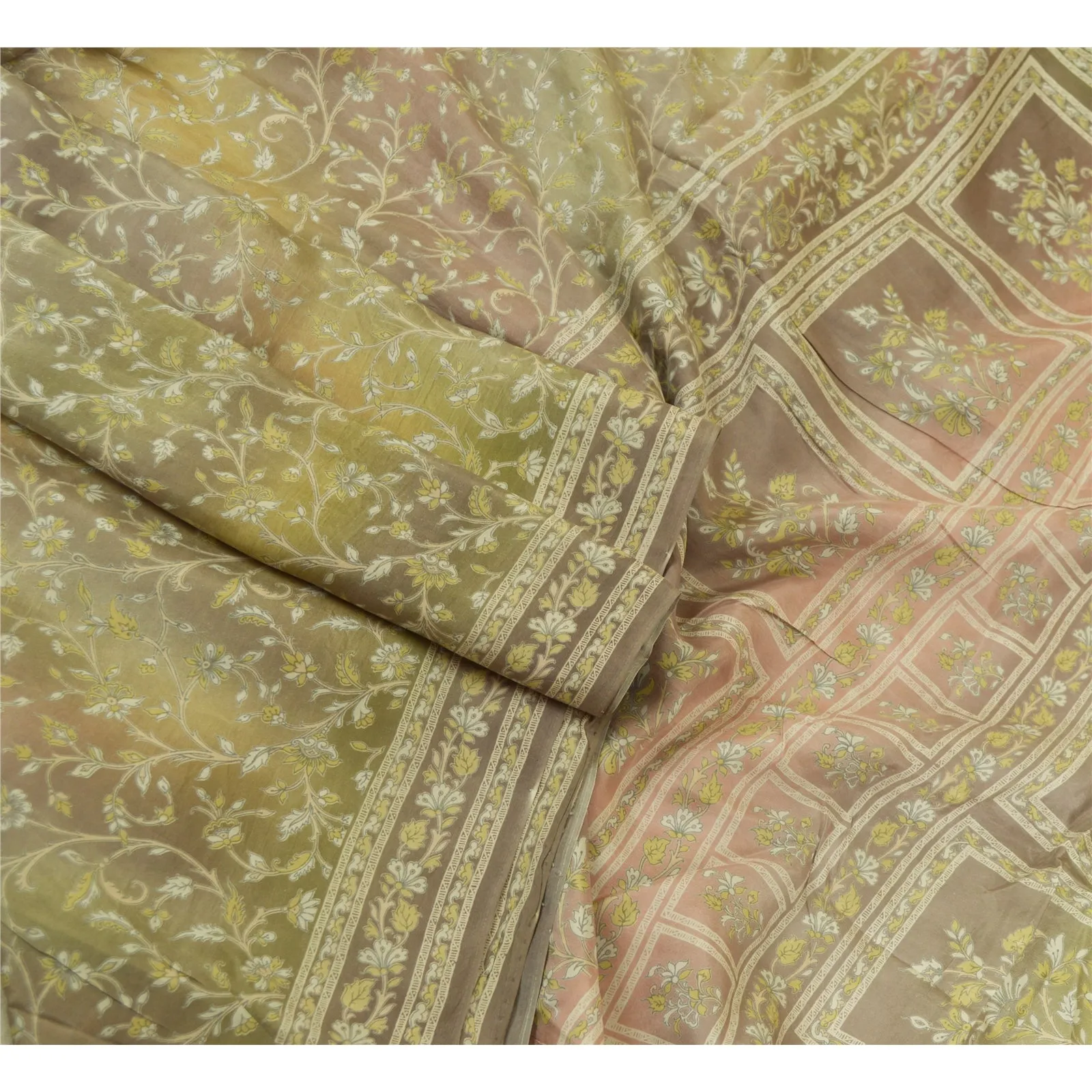 Sanskriti Vintage Sarees Multi 100% Pure Silk Printed Sari 5yd Soft Craft Fabric