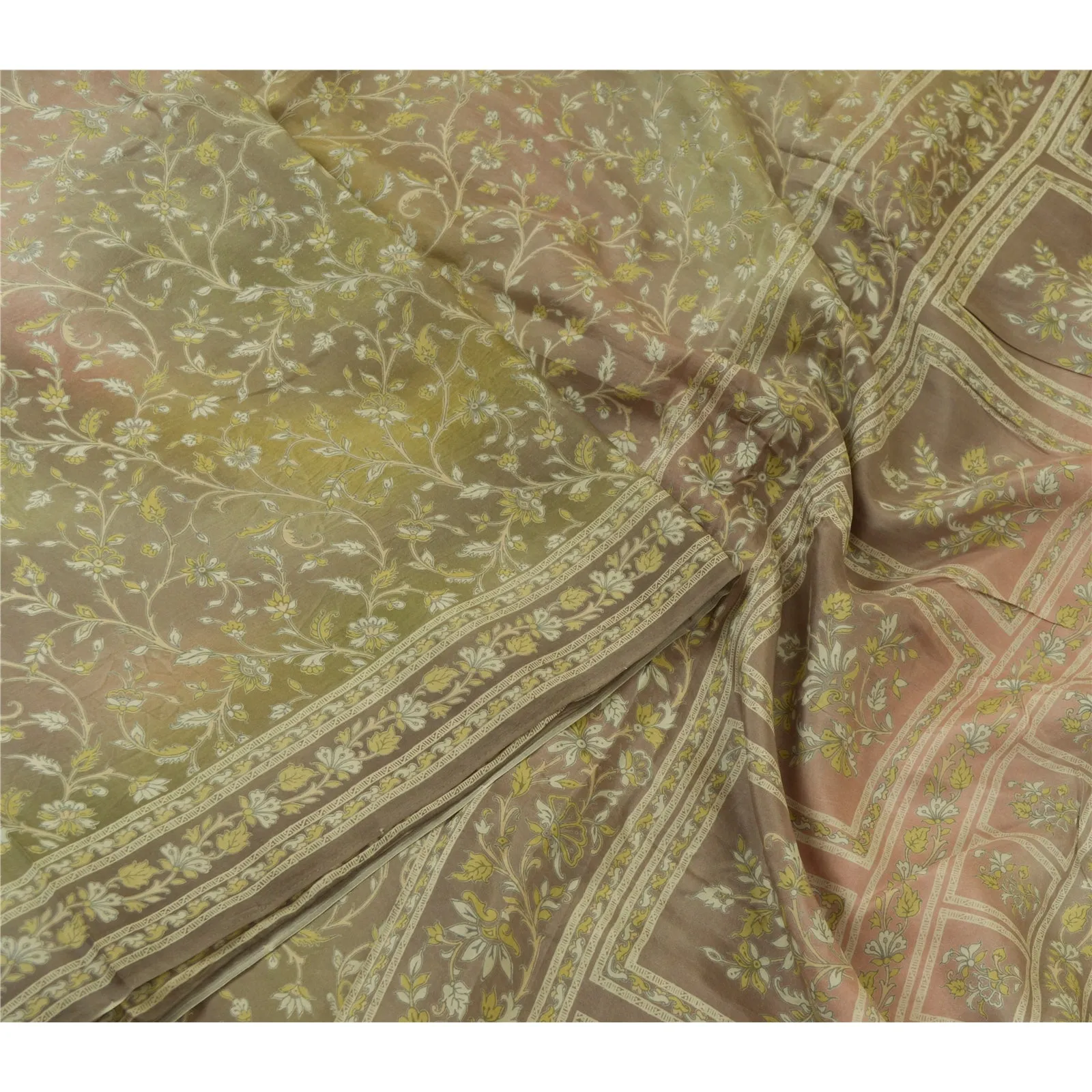 Sanskriti Vintage Sarees Multi 100% Pure Silk Printed Sari 5yd Soft Craft Fabric