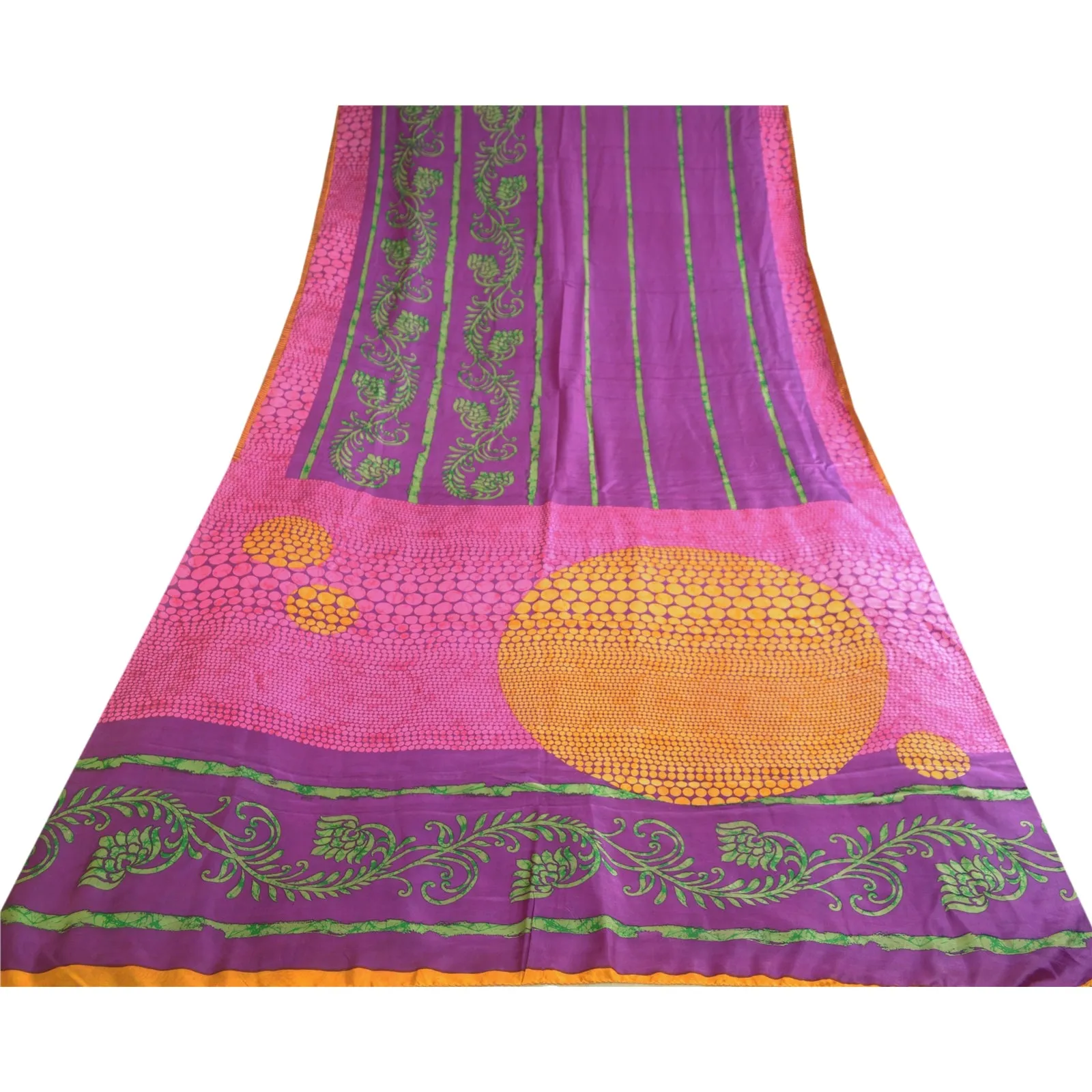 Sanskriti Vintage Sarees  Quilting Felting Craft Fabric Pure Silk Printed Sari