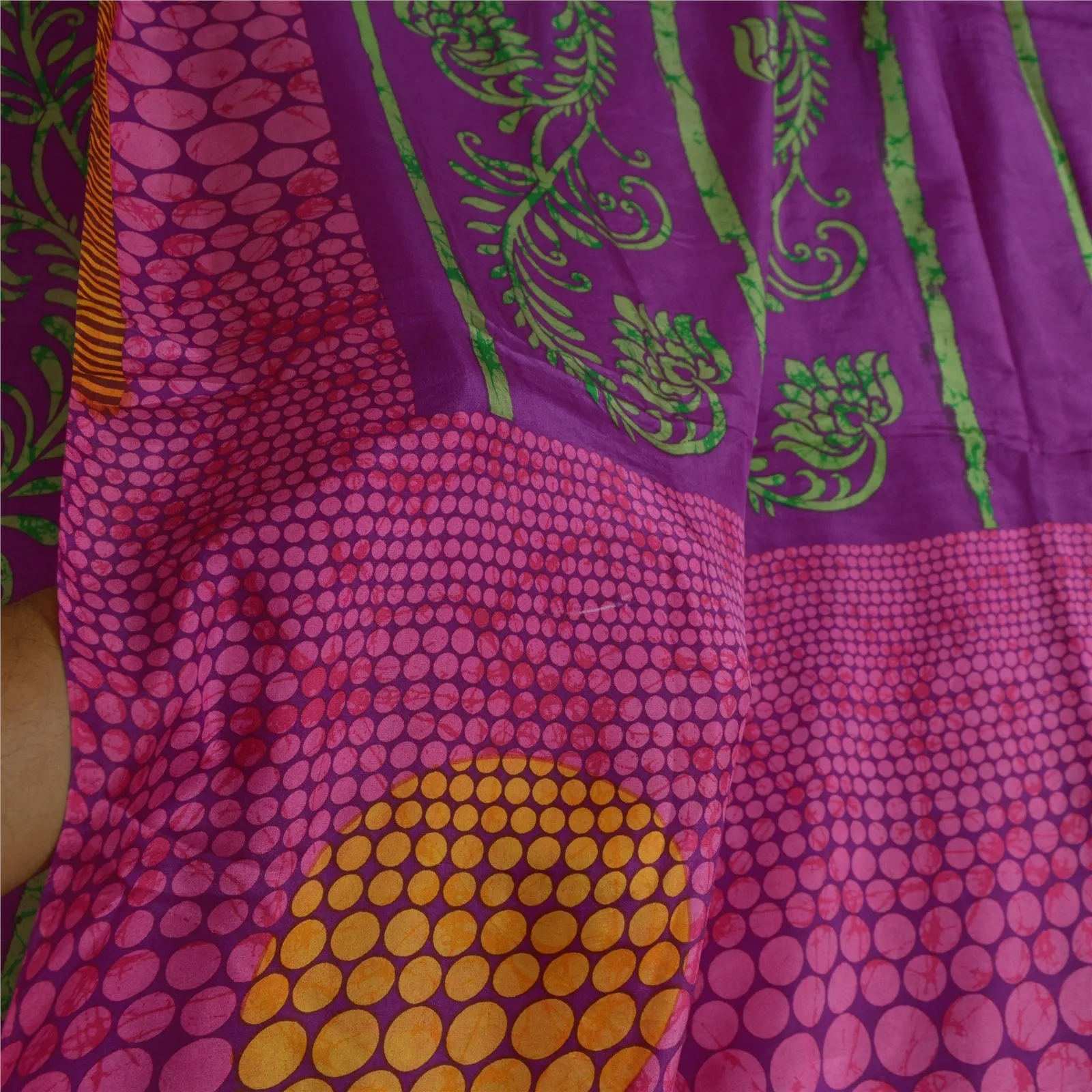 Sanskriti Vintage Sarees  Quilting Felting Craft Fabric Pure Silk Printed Sari