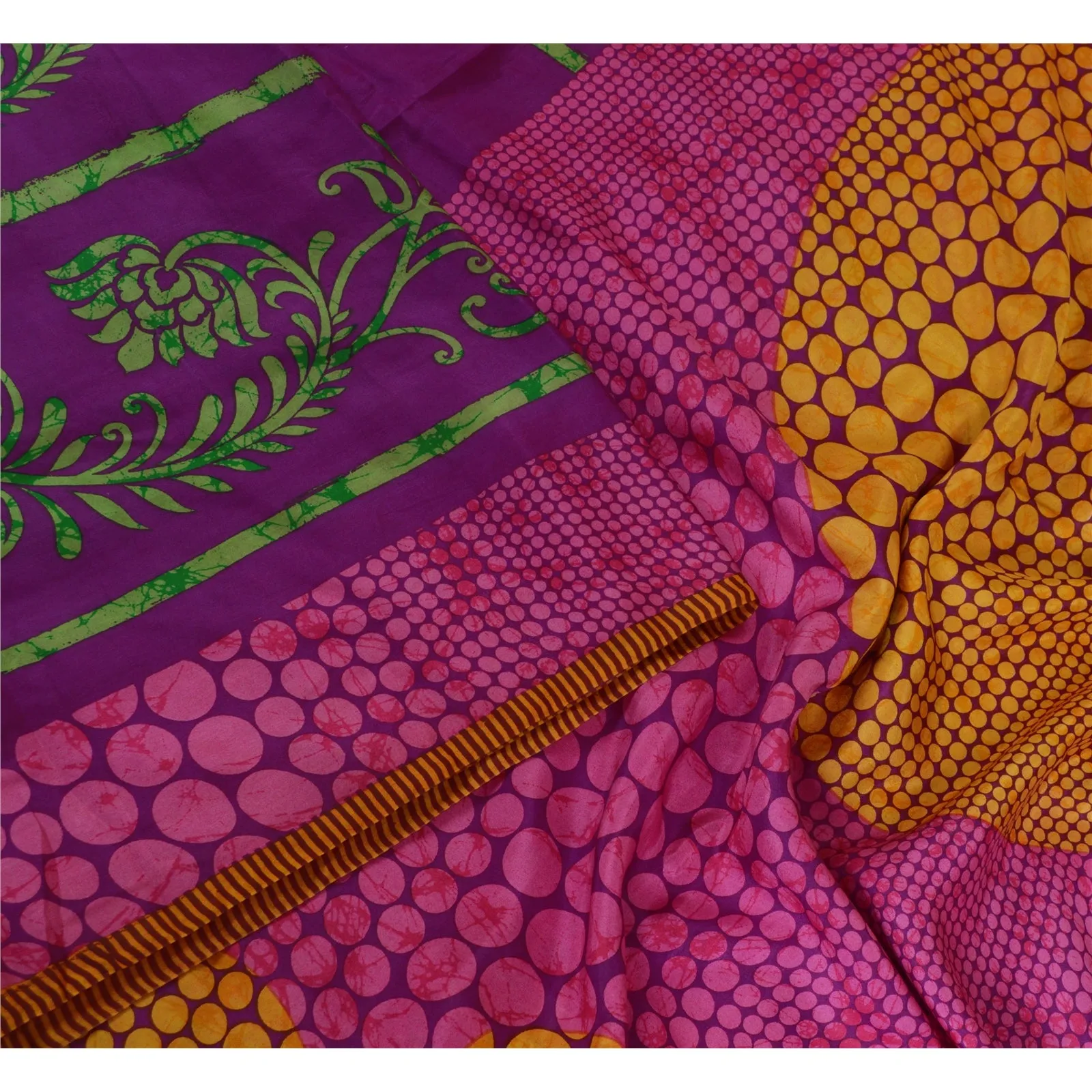 Sanskriti Vintage Sarees  Quilting Felting Craft Fabric Pure Silk Printed Sari