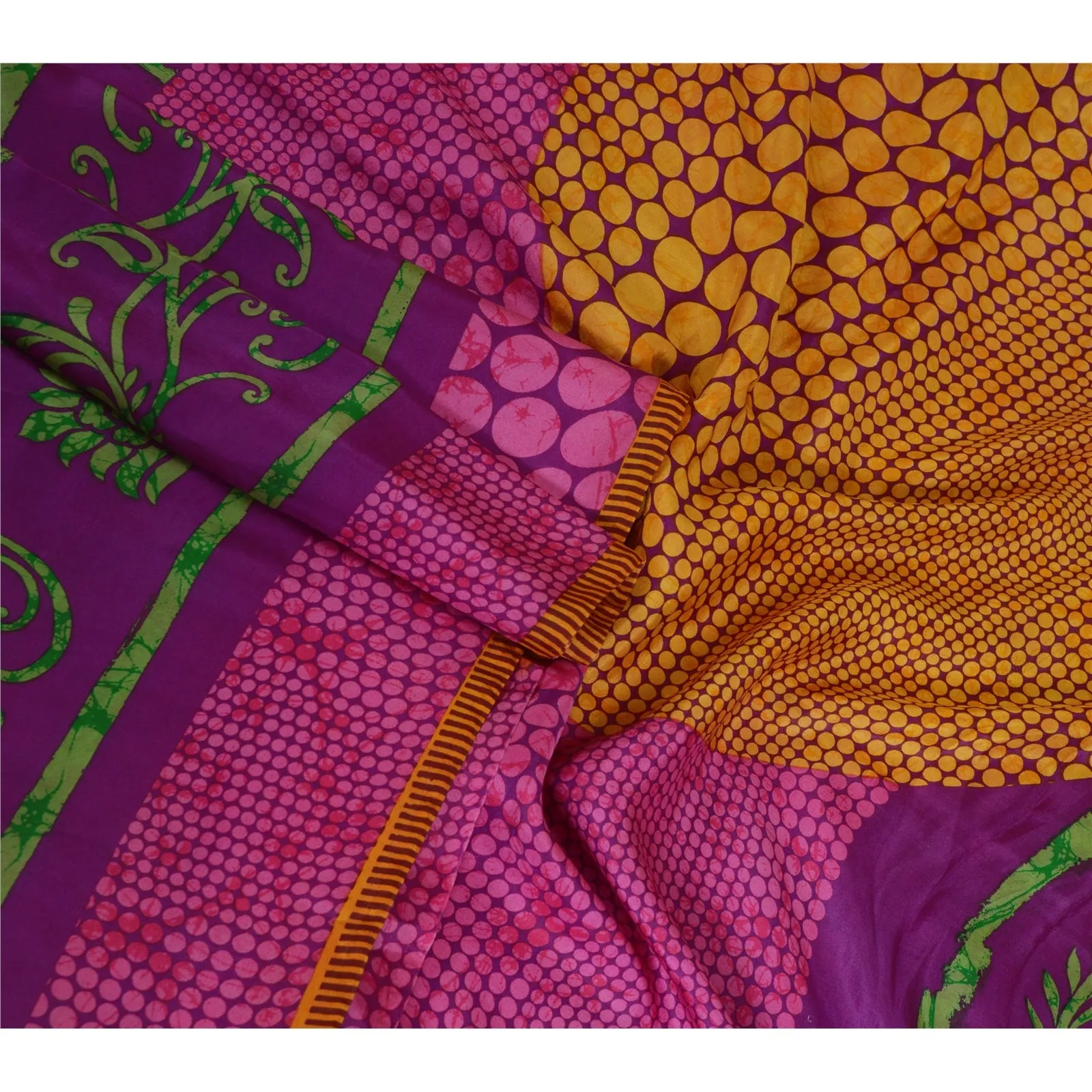 Sanskriti Vintage Sarees  Quilting Felting Craft Fabric Pure Silk Printed Sari