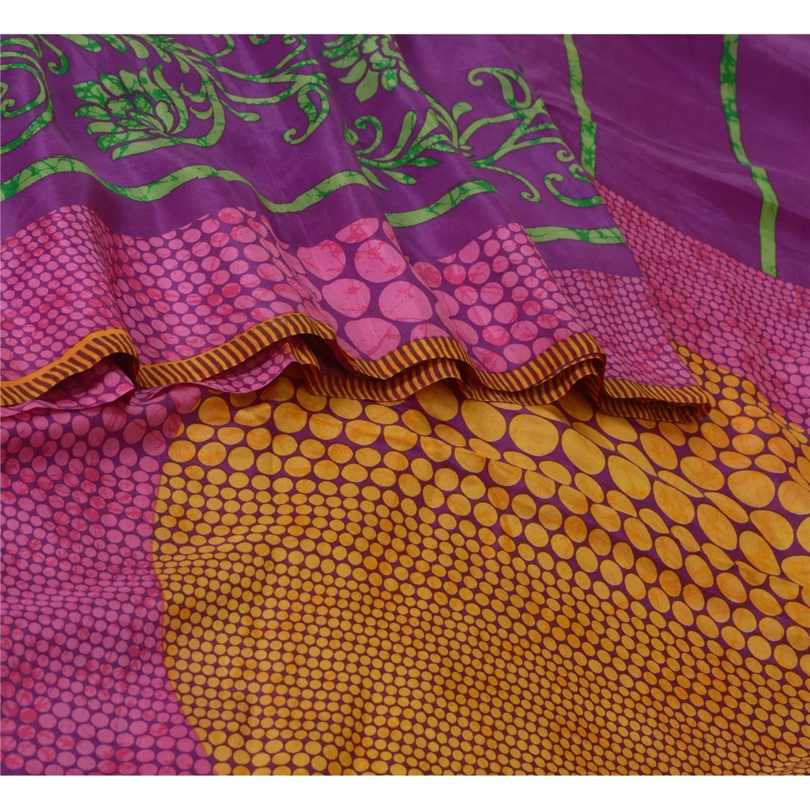 Sanskriti Vintage Sarees  Quilting Felting Craft Fabric Pure Silk Printed Sari