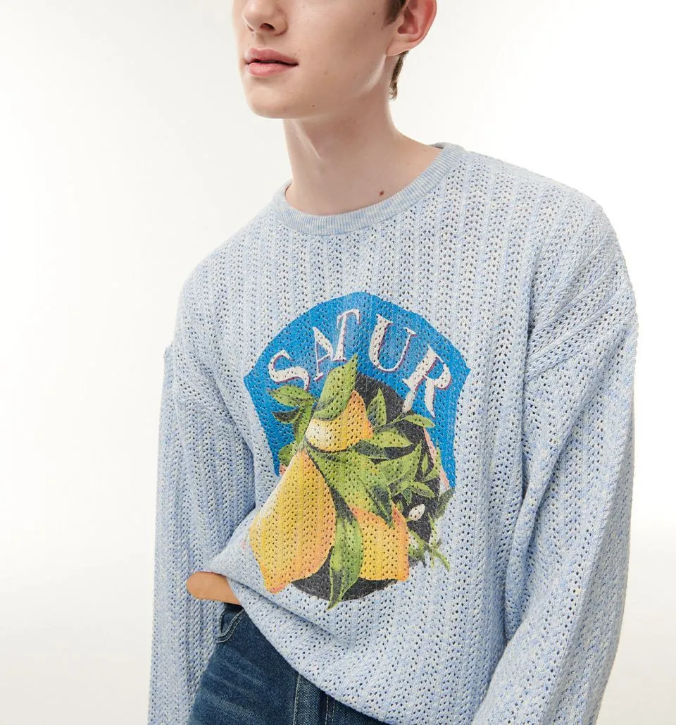 SATUR  |Unisex Street Style Long Sleeves Oversized Logo