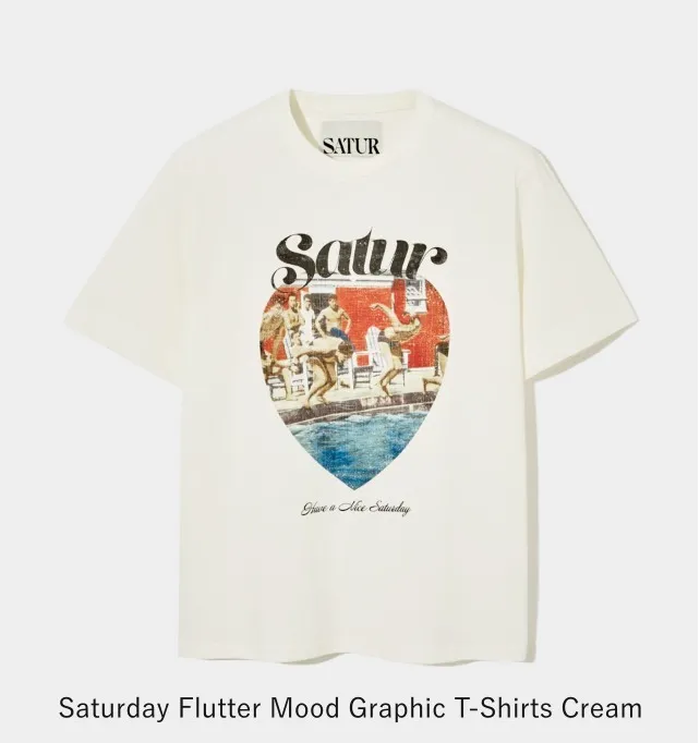 SATUR  |Unisex U-Neck Cotton Oversized Logo T-Shirts