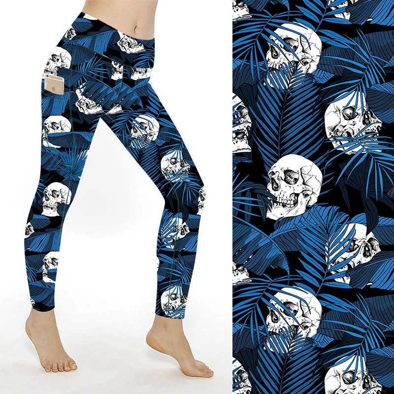 SCULPT Yoga Leggings- Tropical Skulls