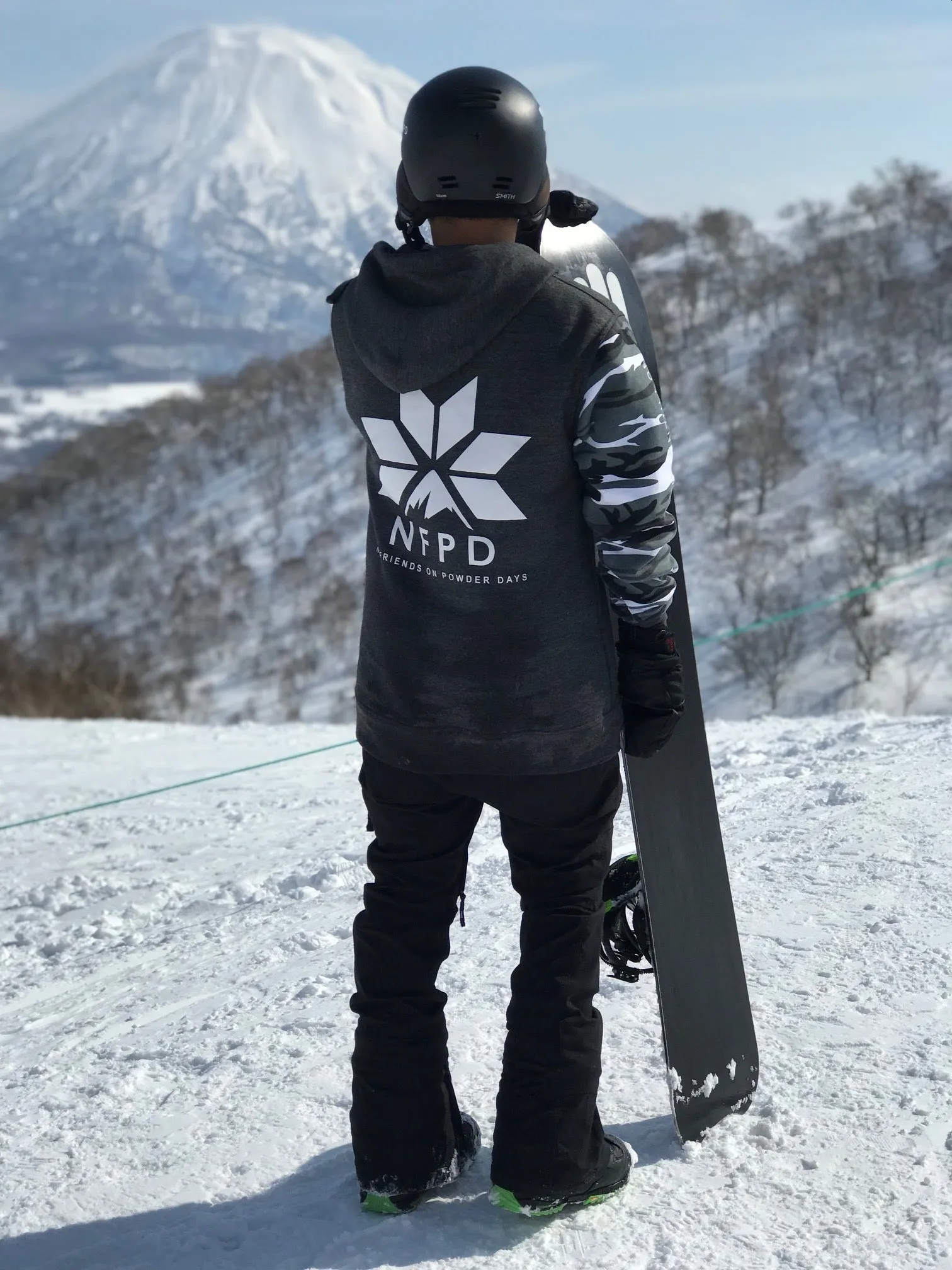 Ski/Snowboard Grey/With Snow Camo Sleeves Tall Snow Hoodie - Unisex