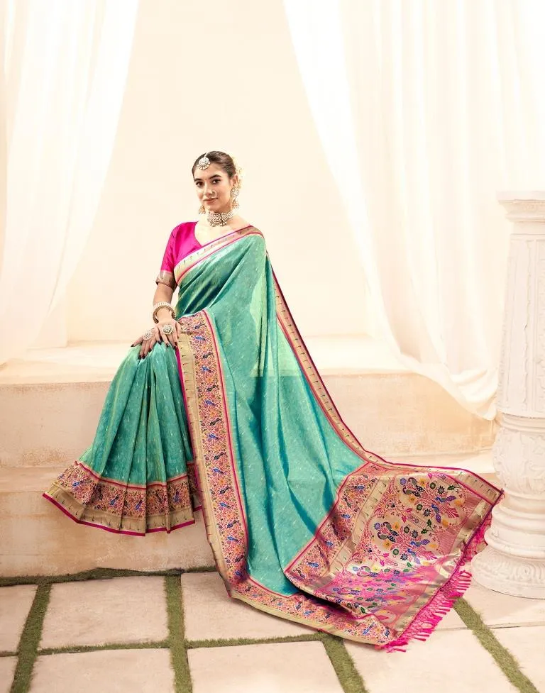 Sky Blue Silk Woven Sarees