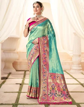 Sky Blue Silk Woven Sarees